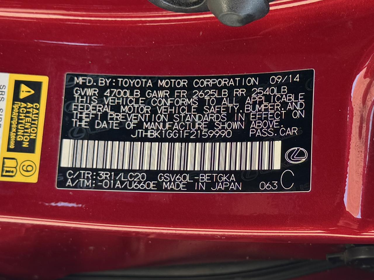 Lexus ES 350 Sedan 2015