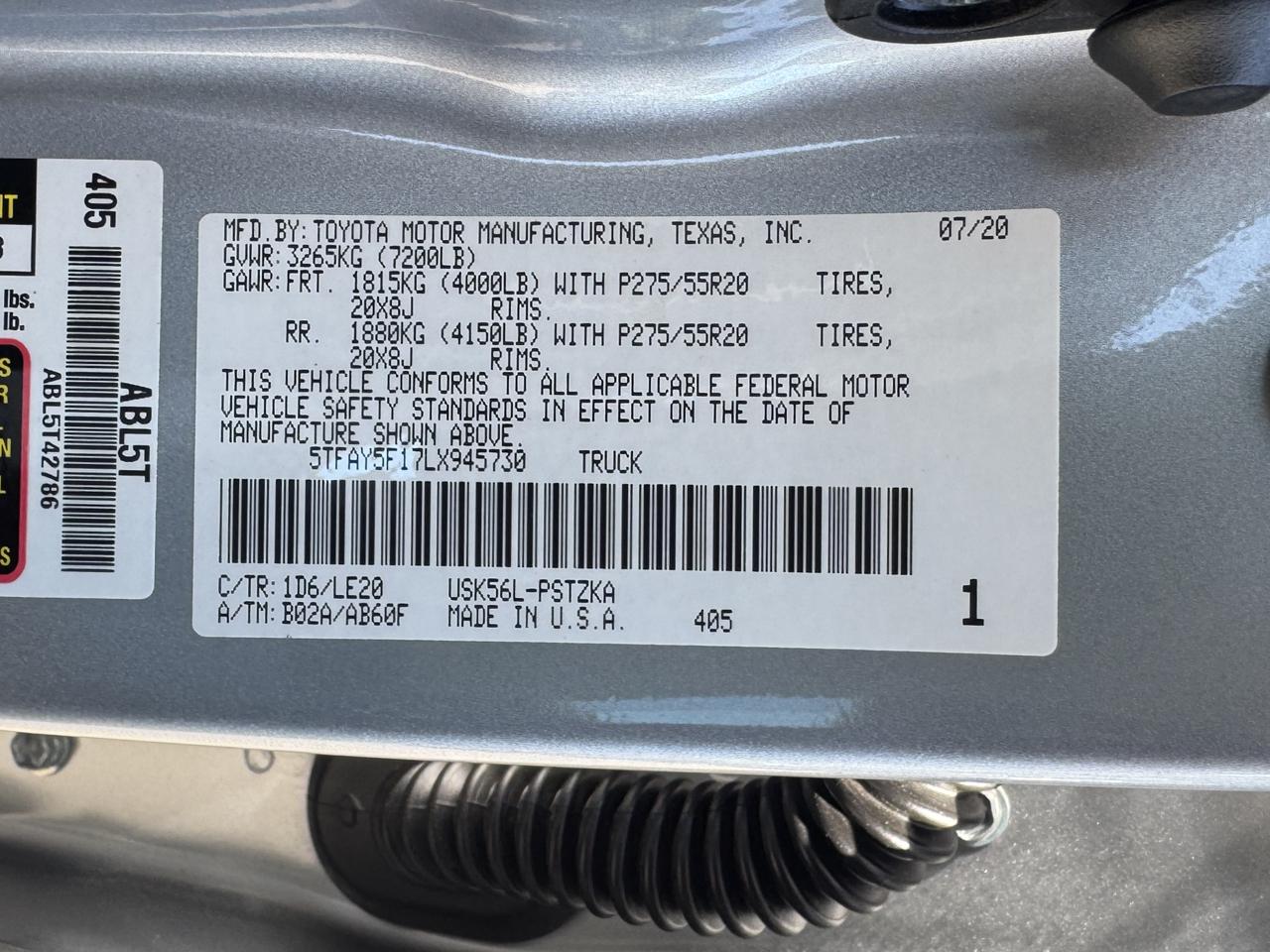 Toyota Tundra Platinum CrewMax 5.7L 4WD 2020