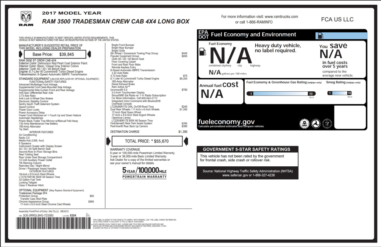 RAM 3500  2017