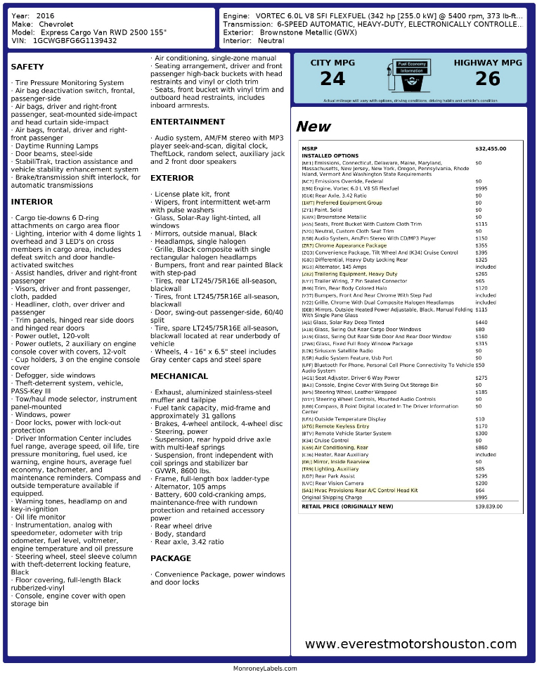 Chevrolet Express Passenger  2016