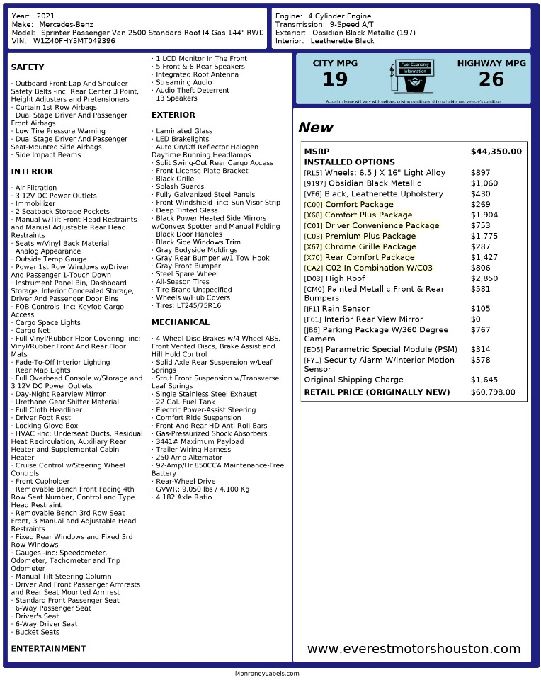 Mercedes-Benz Sprinter Passenger Van  2021