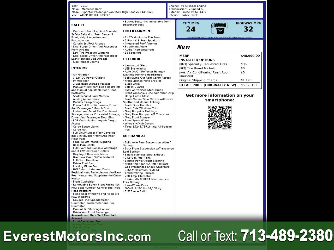 Mercedes-Benz Sprinter Passenger Van  2019