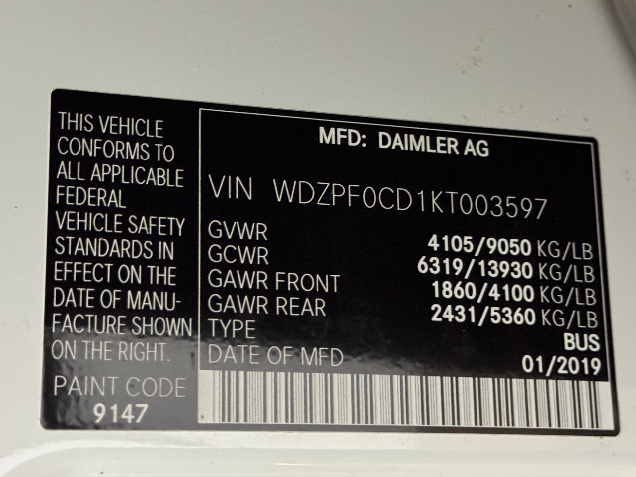 Mercedes-Benz Sprinter Passenger Van  2019