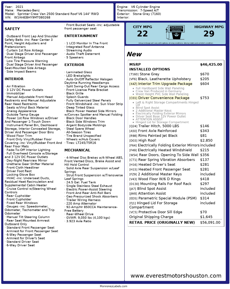 Mercedes-Benz Sprinter Crew Van  2021