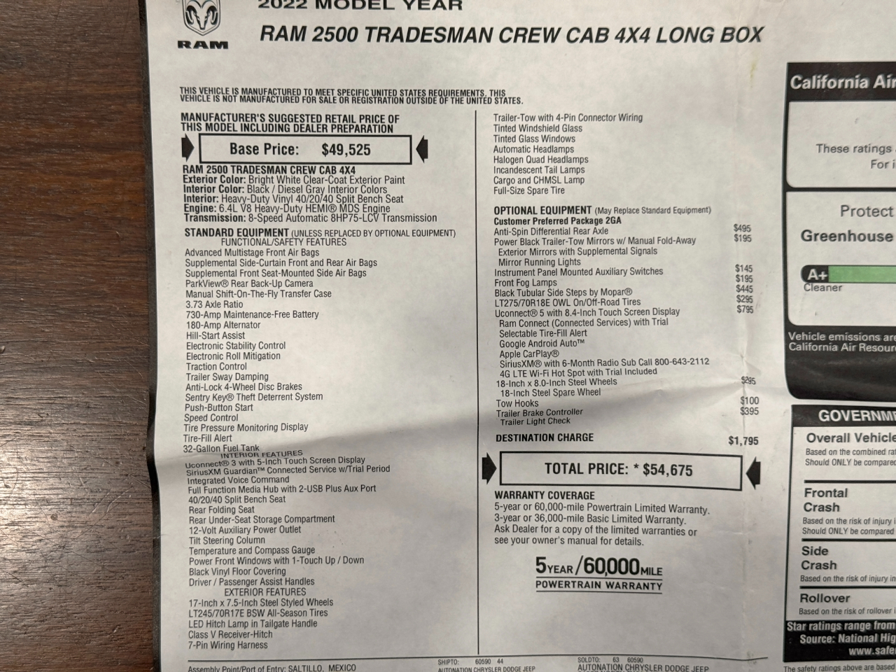 RAM 2500  2022