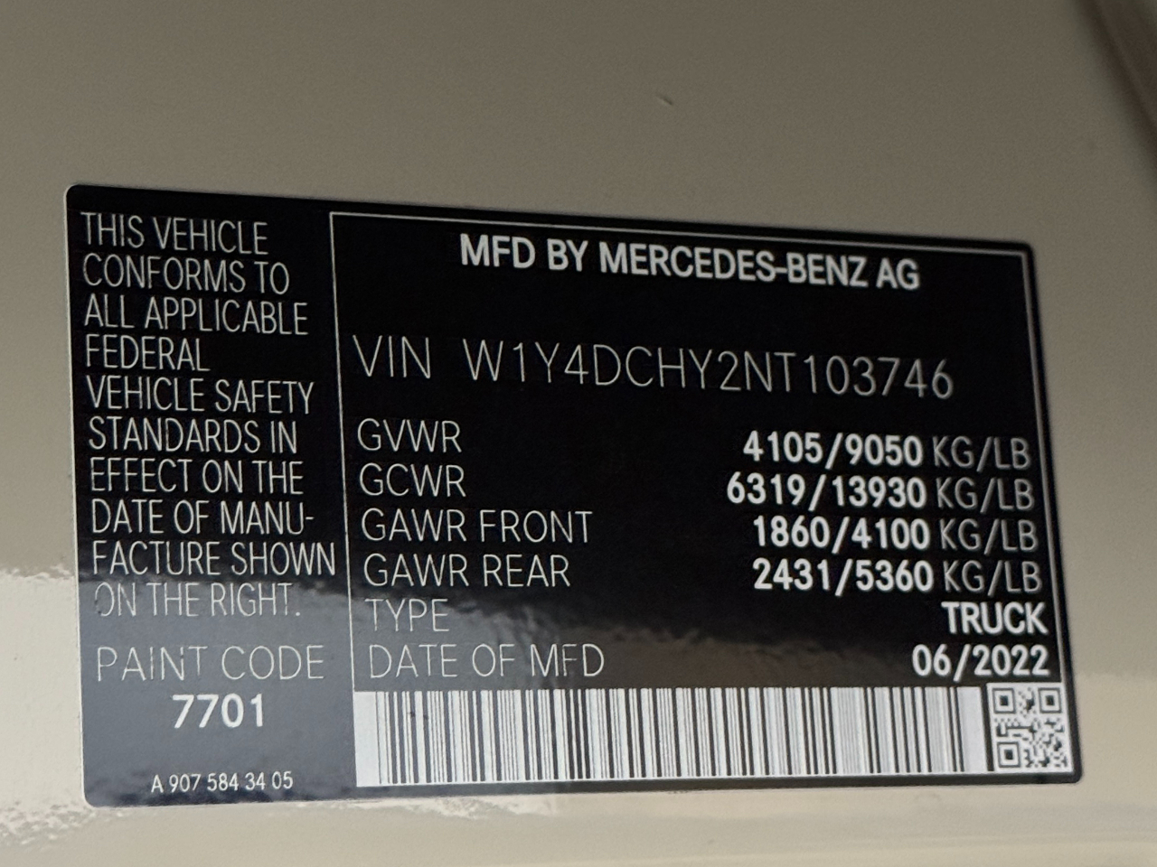 Mercedes-Benz Sprinter Cargo Van  2022