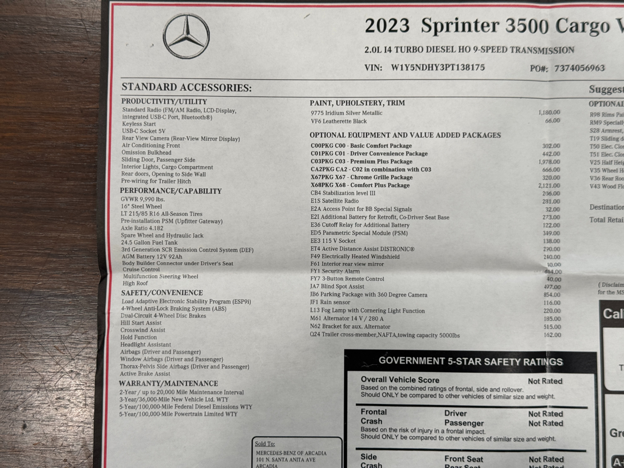 Mercedes-Benz Sprinter Cargo Van  2023