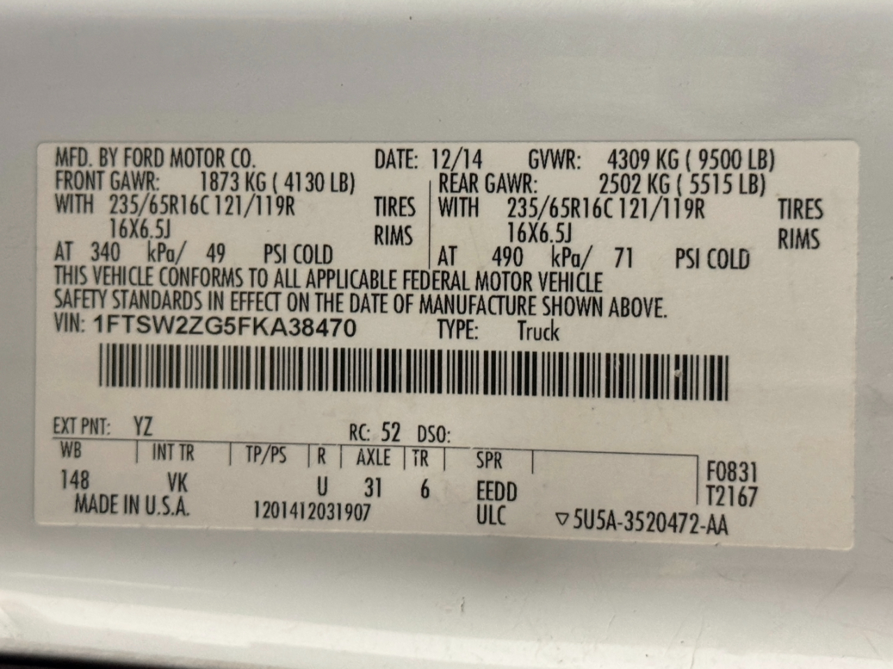 Ford Transit Cargo Van  2015