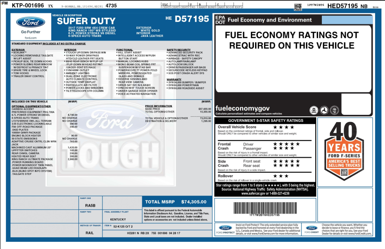 Ford Super Duty F-250 SRW  2017