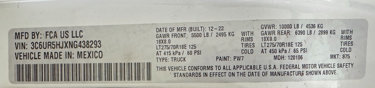 RAM 2500  2022