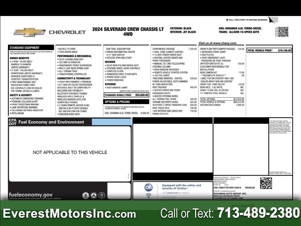 2024 Chevrolet Silverado 3500HD LT 4X4 CREWCAB FLATBED 6.6L V8 DIESEL 1OWNER