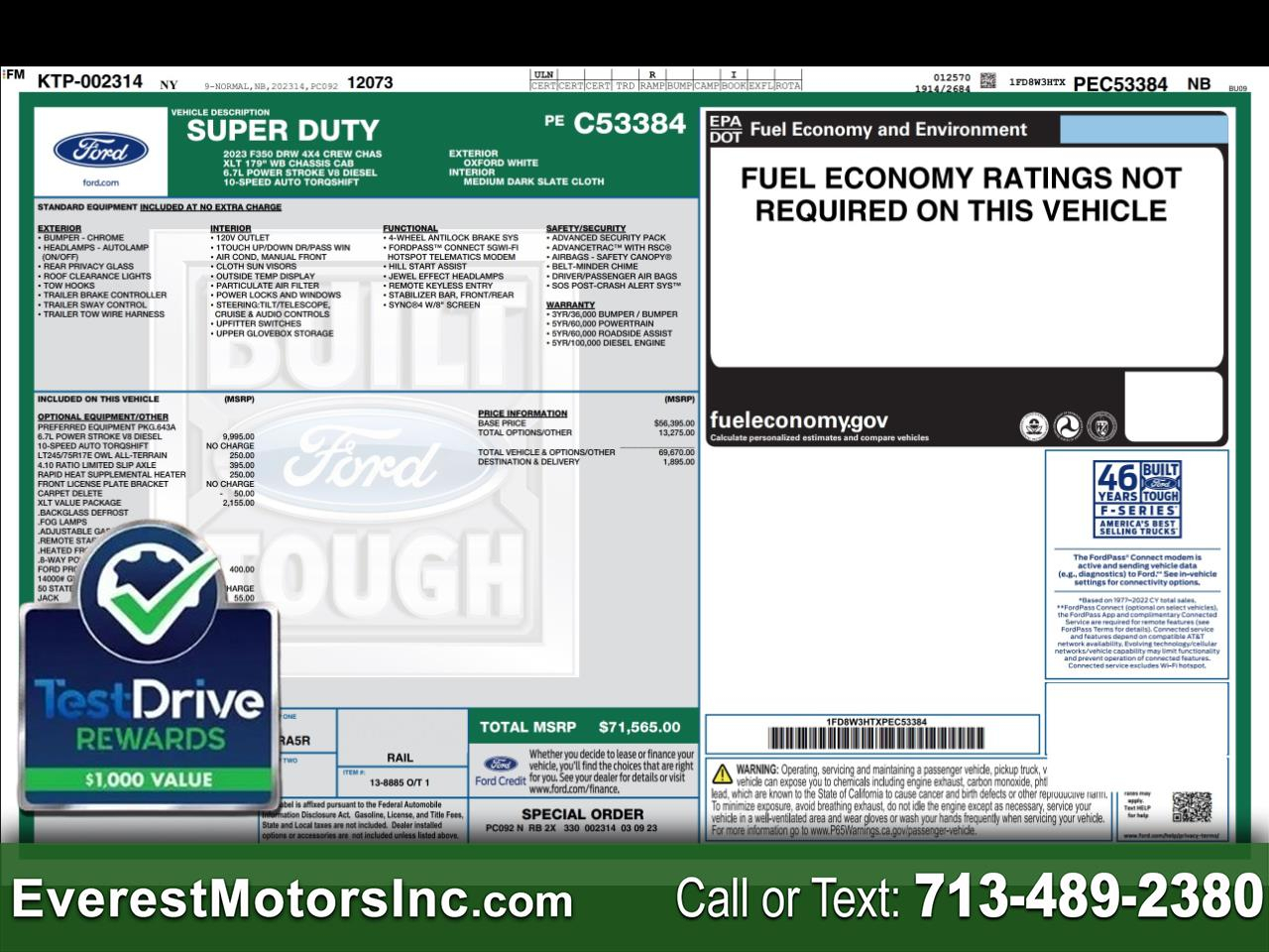 2023 Ford Super Duty F-350 DRW XLT 4X4 CREWCAB FLATBED 6.7L DIESEL 1OWNER