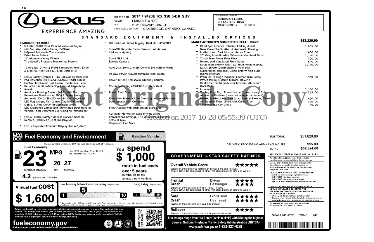 Lexus RX 350  2017