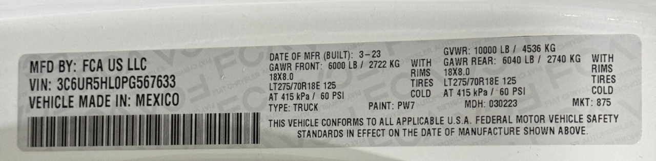 RAM 2500  2023