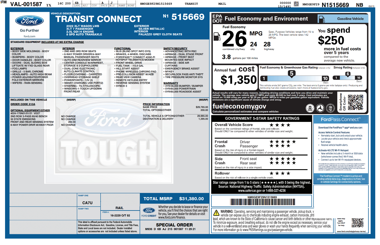 Ford Transit Connect Wagon  2022