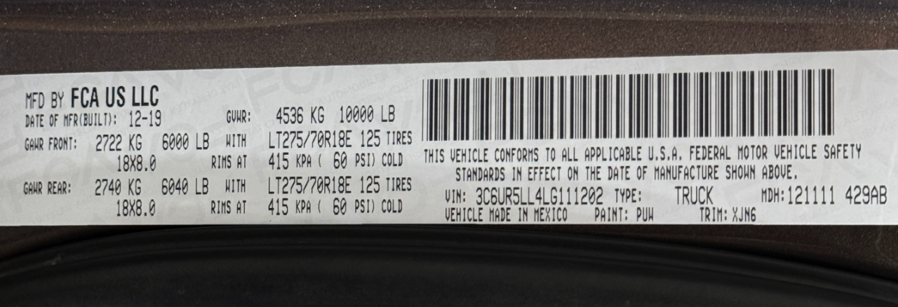 RAM 2500  2020
