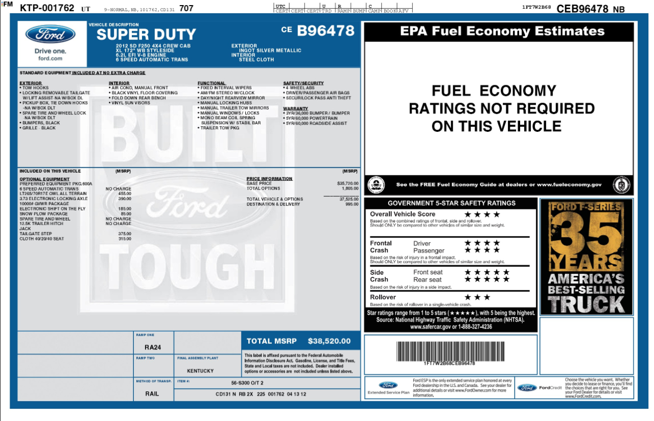 Ford Super Duty F-250 SRW  2012