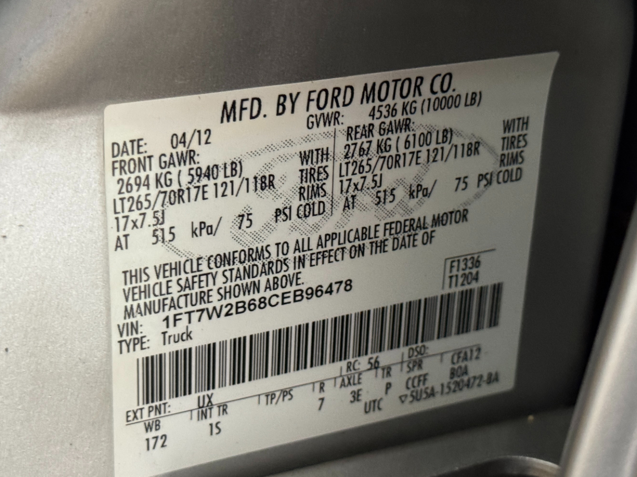 Ford Super Duty F-250 SRW  2012