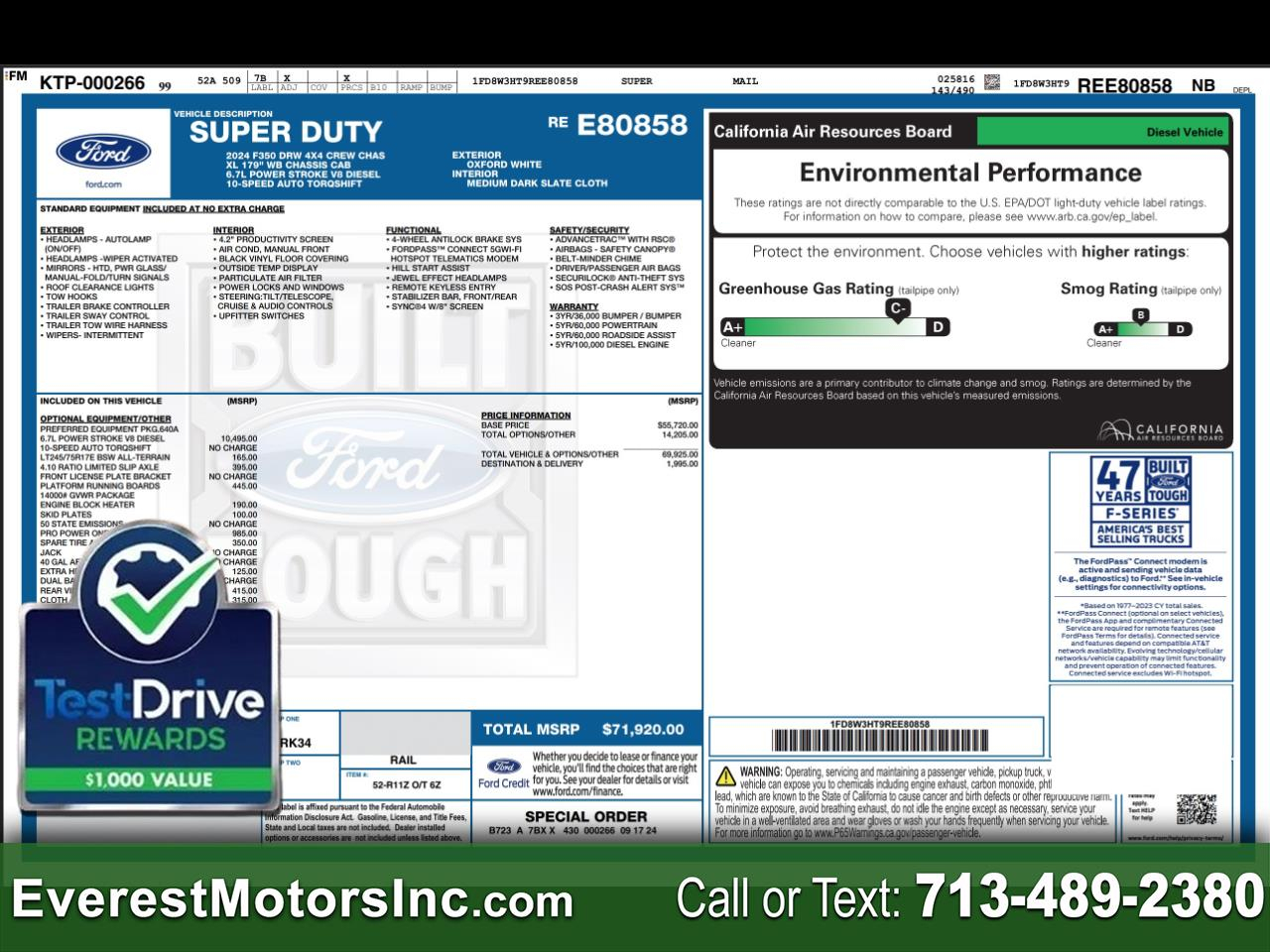 2024 Ford Super Duty F-350 DRW XL 4X4 CREWCAB FLATBED 6.7L DIESEL 1OWNER