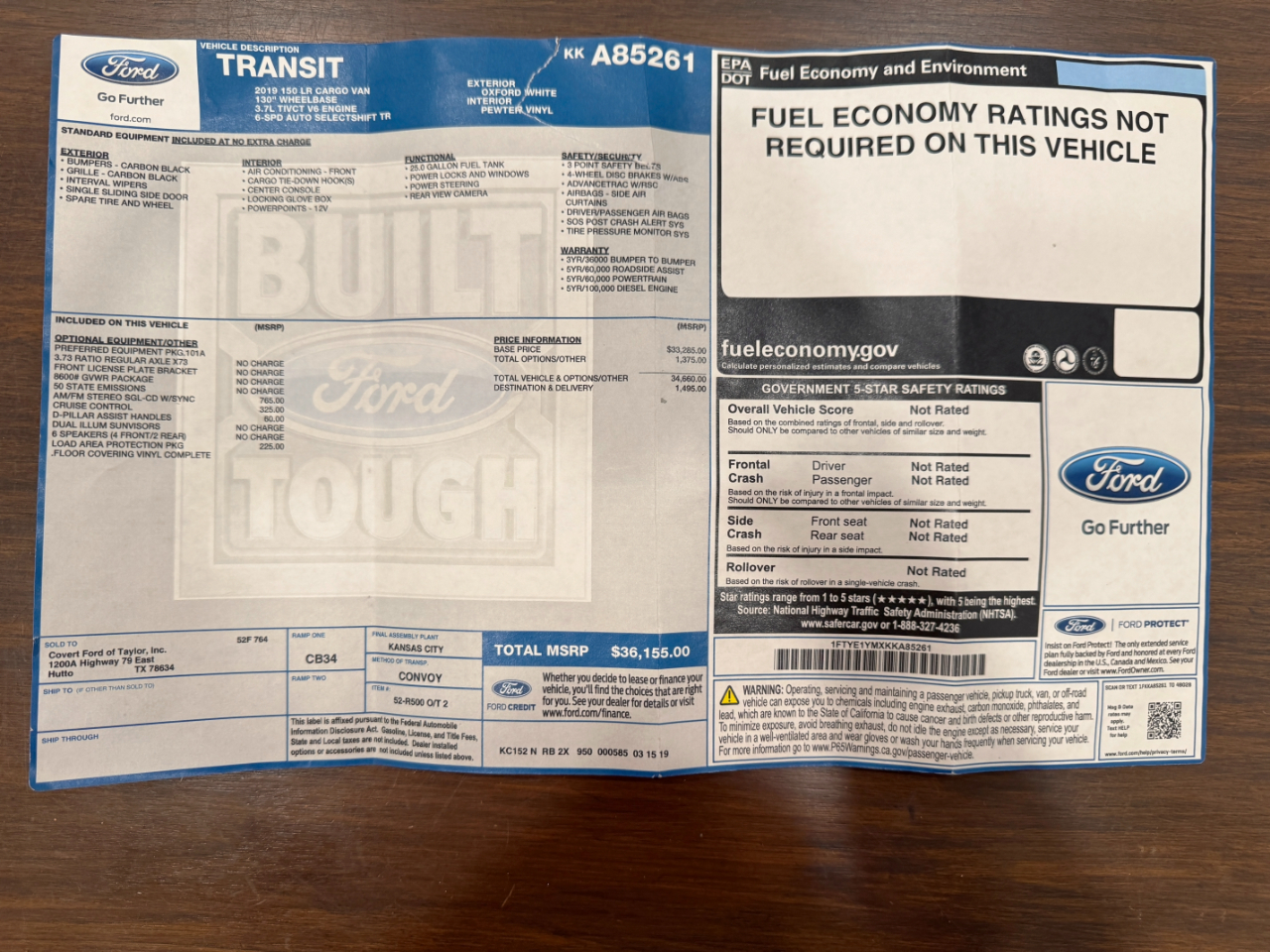 Ford Transit Cargo Van  2019