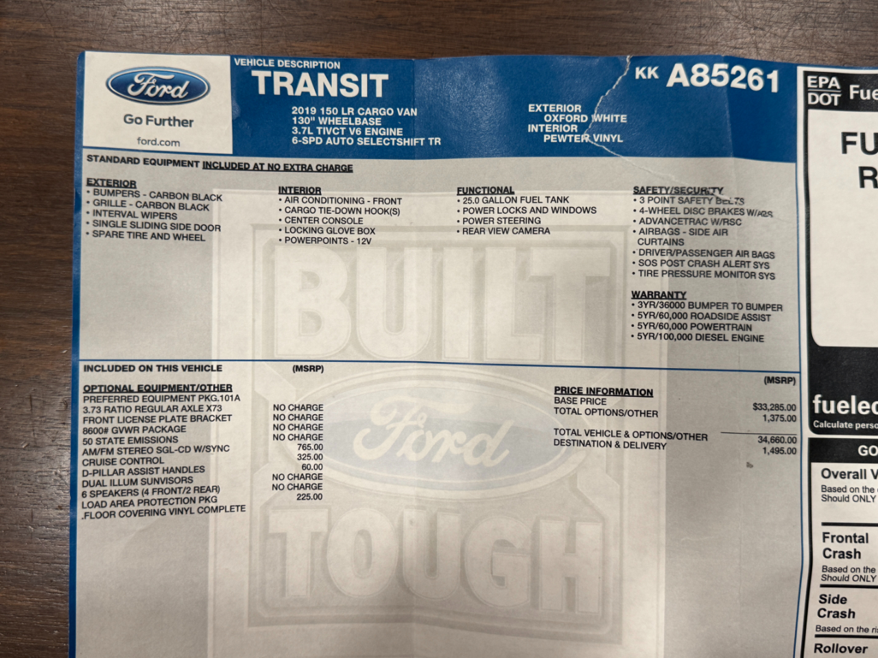 Ford Transit Cargo Van  2019