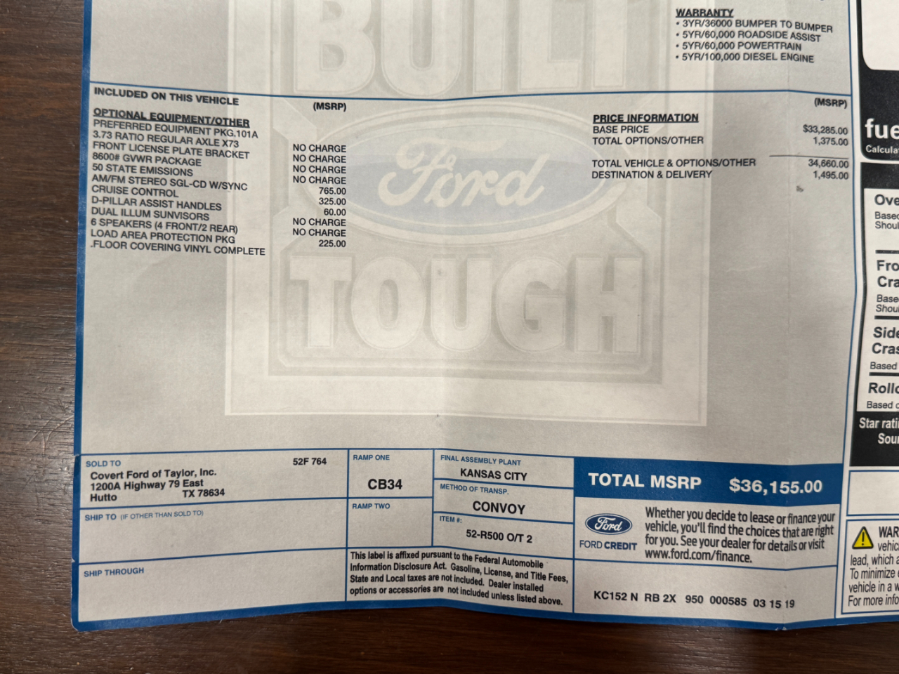 Ford Transit Cargo Van  2019