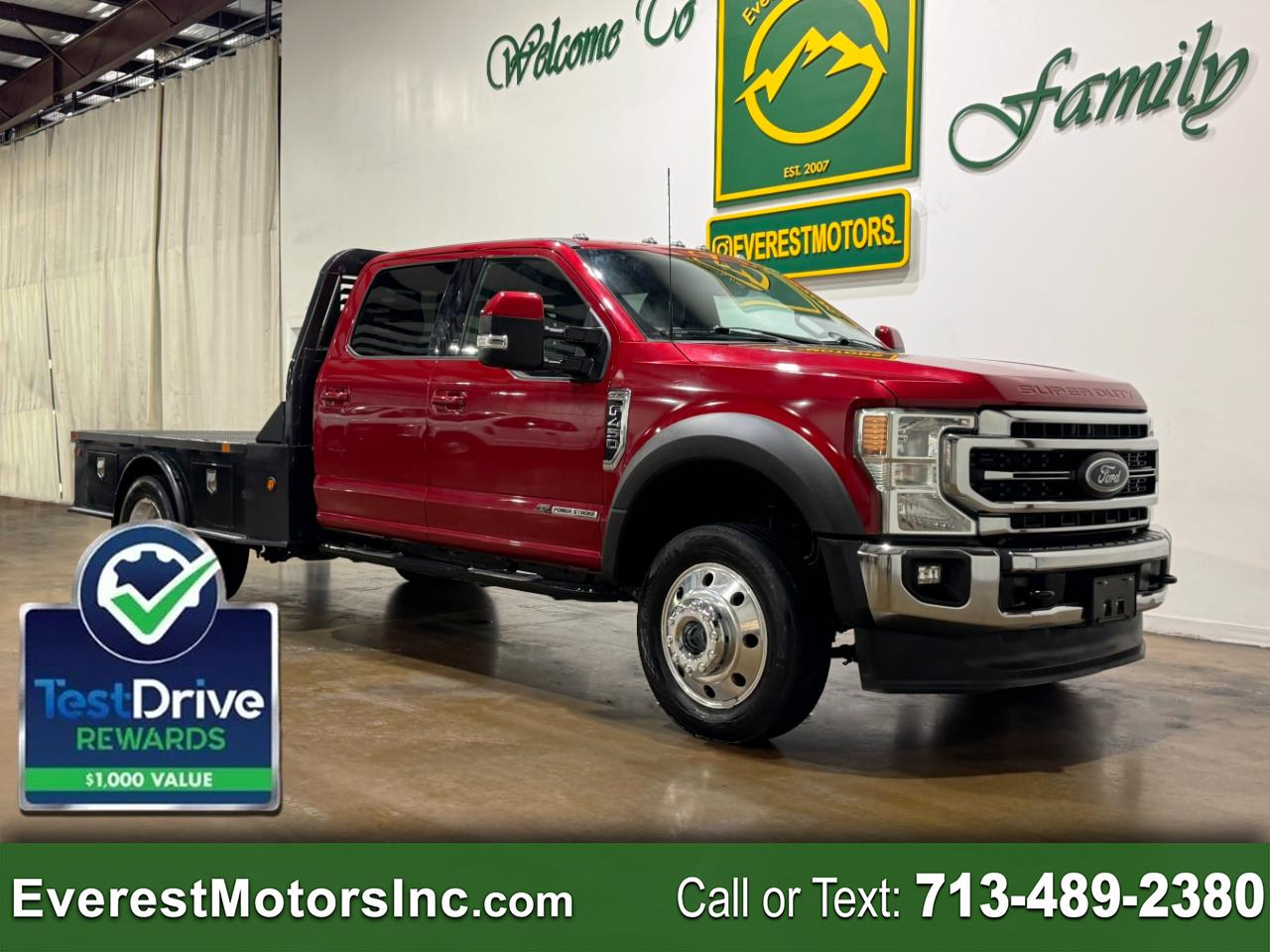 2022 Ford Super Duty F-450 DRW LARIAT 4X4 CREWCAB 9FT FLATBED 6.7 DIESEL PTO 1OWN