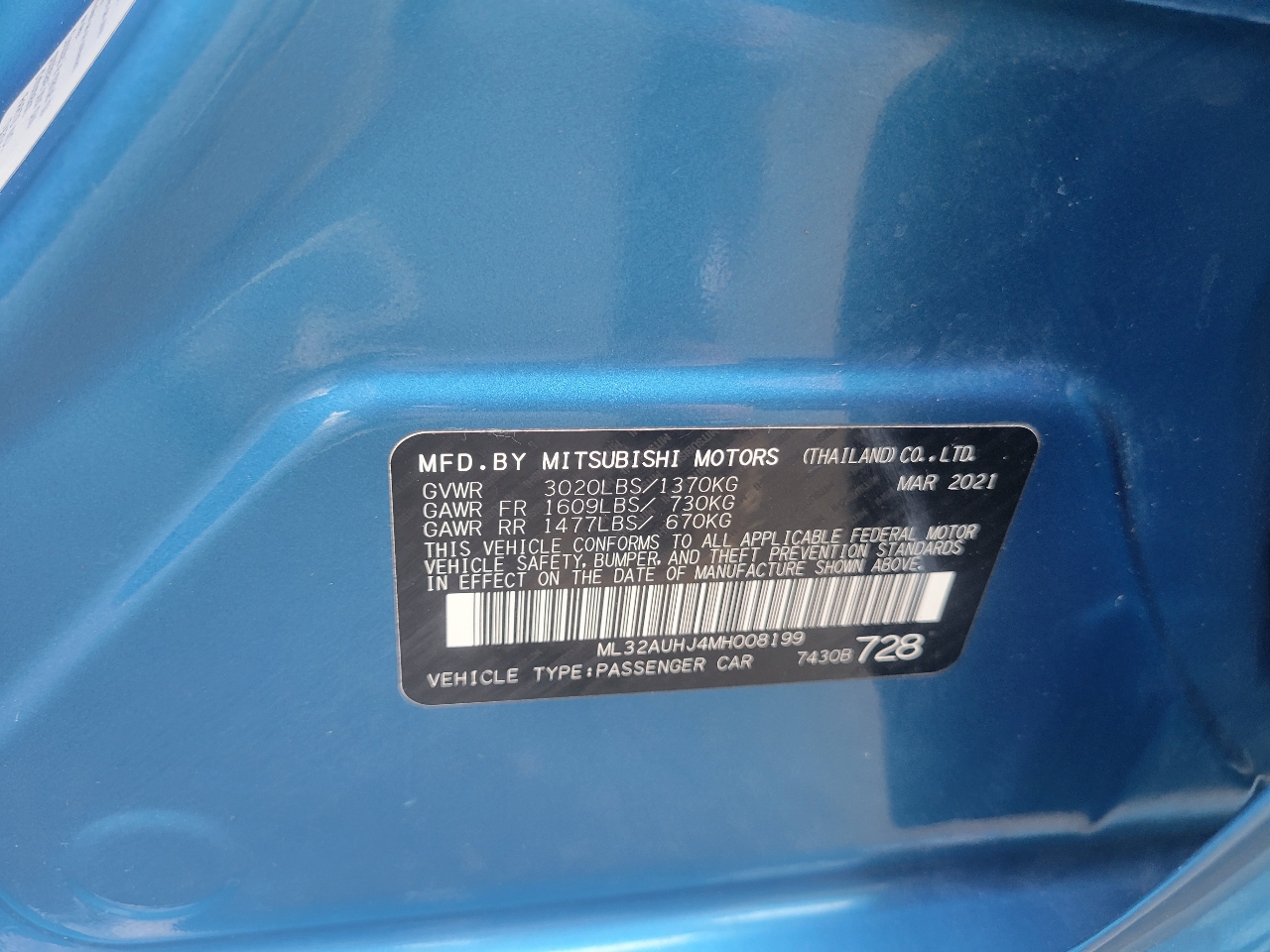 Mitsubishi Mirage ES CVT 2021 Mitsubishi Mirage ES CVT 2021