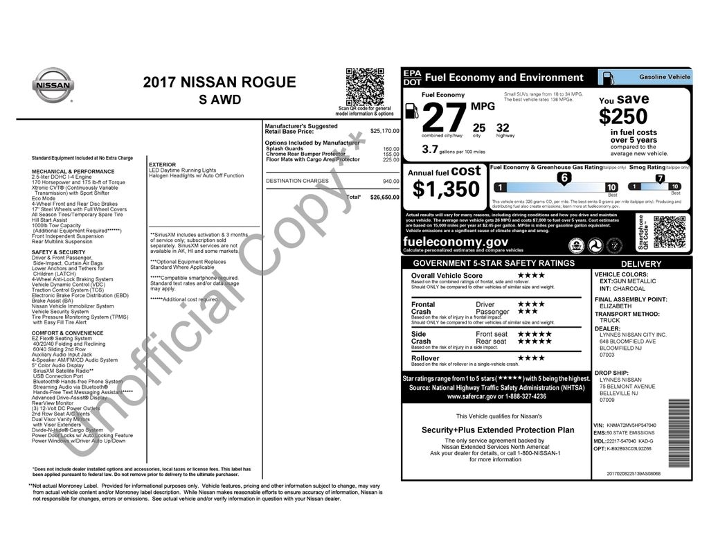 2017 Nissan Rogue S AWD