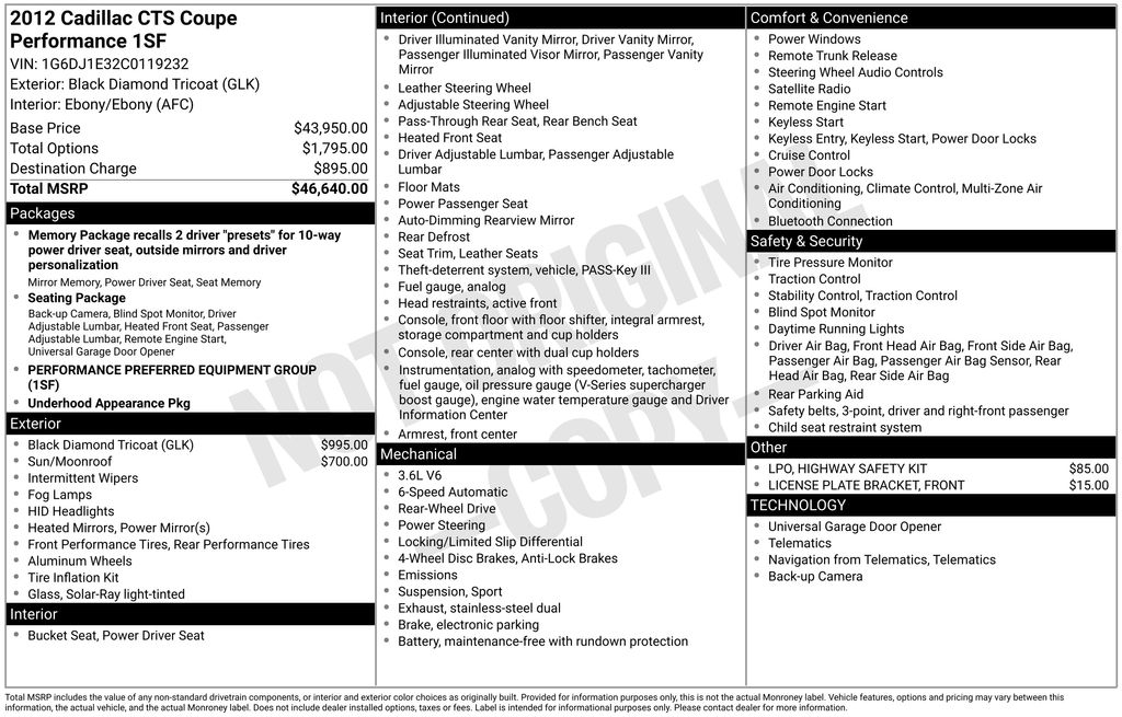 2012 Cadillac CTS Performance Coupe
