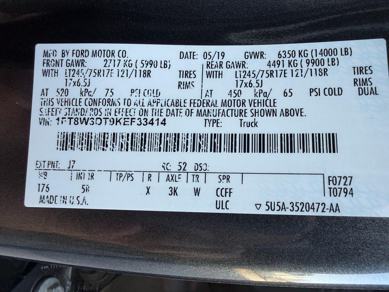 Ford F-350 SD Lariat Crew Cab Long Bed DRW 4WD 2019