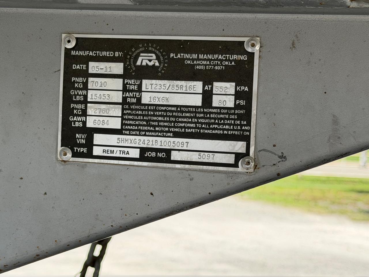Platinum Manufacturing LLC Unknown  2011