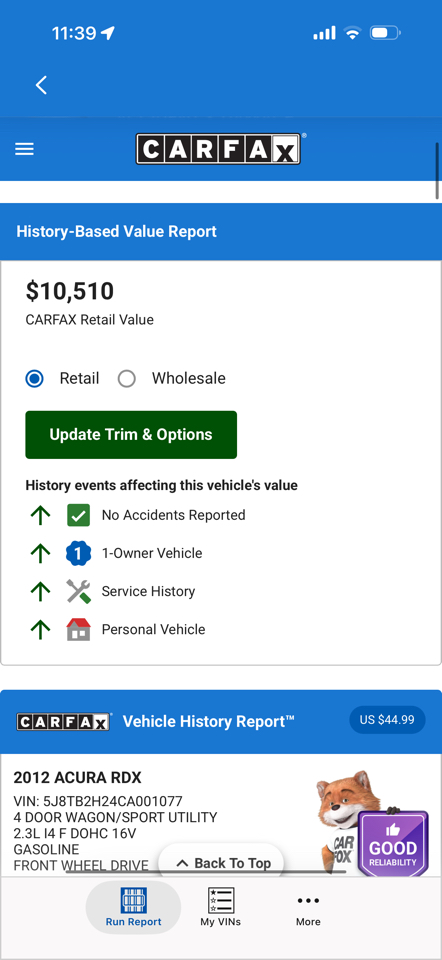 Acura RDX FWD 4dr 2012