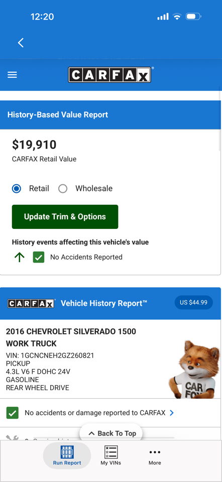 Chevrolet Silverado 1500 2WD Reg Cab 133.0" Work Truck 2016