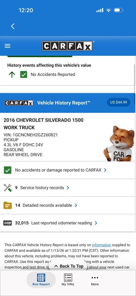 Chevrolet Silverado 1500 2WD Reg Cab 133.0" Work Truck 2016