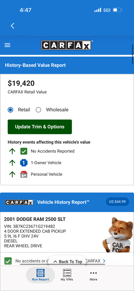 Dodge Ram 2500 4dr Quad Cab 139" WB HD 2001