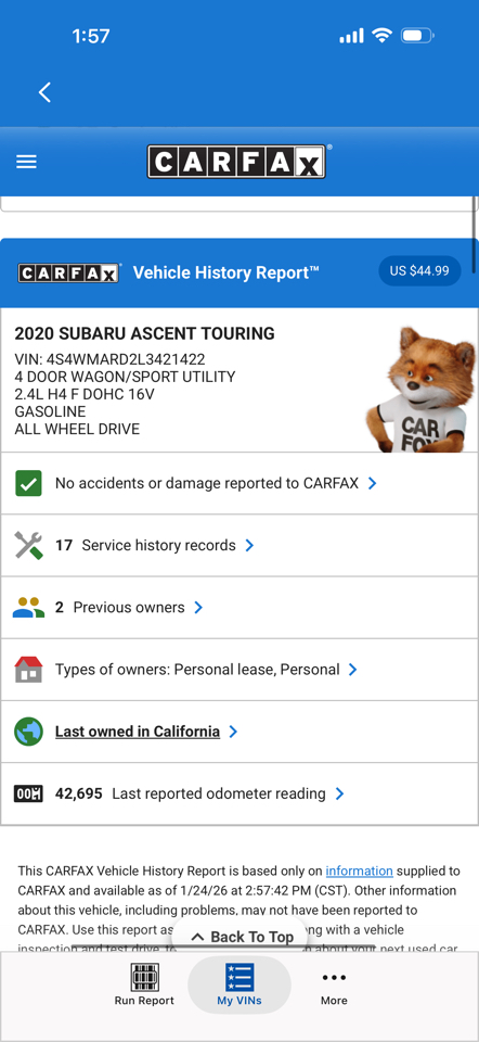 Subaru Ascent Touring 7-Passenger 2020