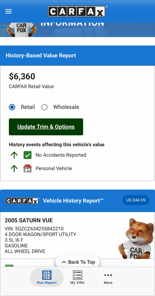 Saturn VUE 4dr AWD Auto V6 2005