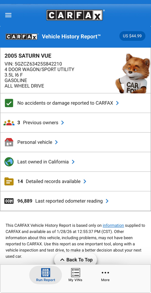 Saturn VUE 4dr AWD Auto V6 2005