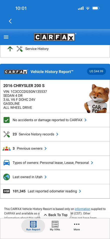 Chrysler 200 4dr Sdn S AWD 2016