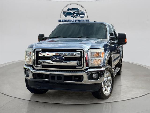 Blue 2016 Ford F-250 Super Duty Lariat Crew Cab 4WD Pickup Truck Four-Wheel Drive Automatic
