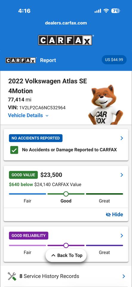 Volkswagen Atlas SE 4MOTION 2022