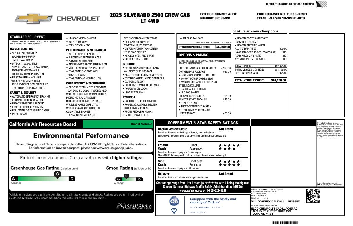 Chevrolet Silverado 2500HD 4WD Crew Cab 172" LT 2025