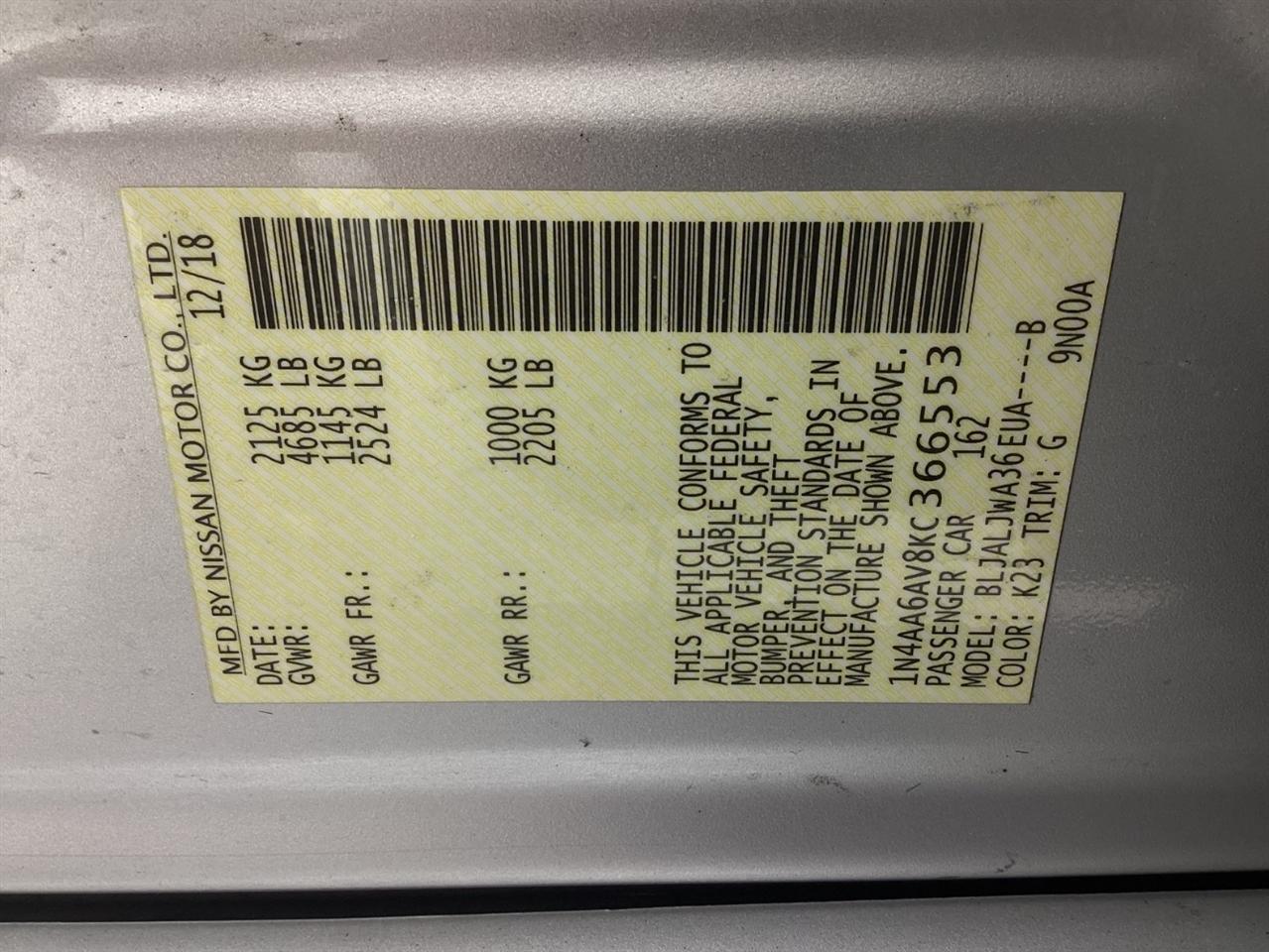 Nissan Maxima SV 3.5L 2019