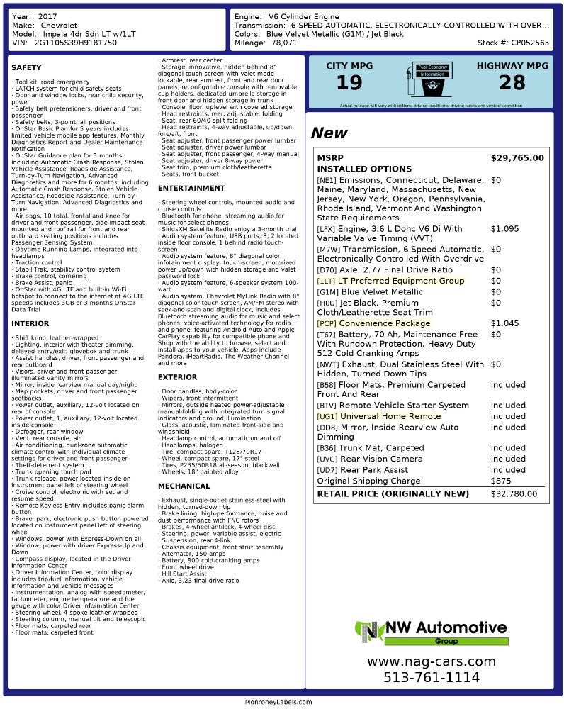 Chevrolet Impala 4dr Sdn LT w/1LT 2017