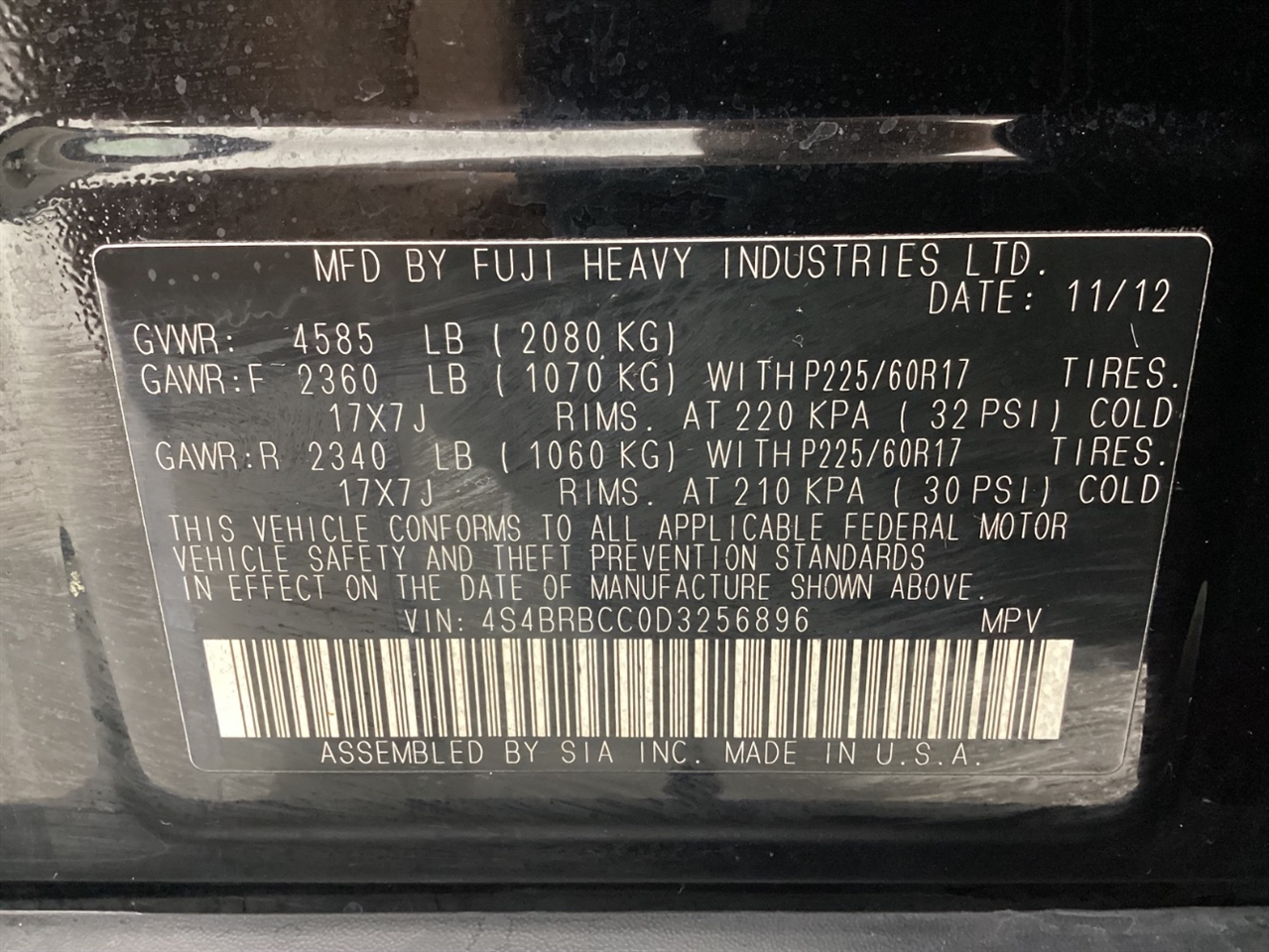 Subaru Outback 4dr Wgn H4 Auto 2.5i Premium 2013