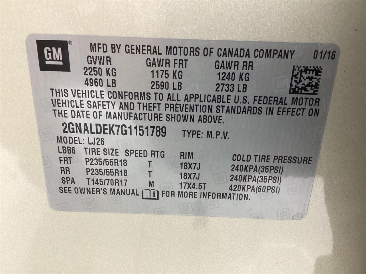Chevrolet Equinox FWD 4dr LTZ 2016