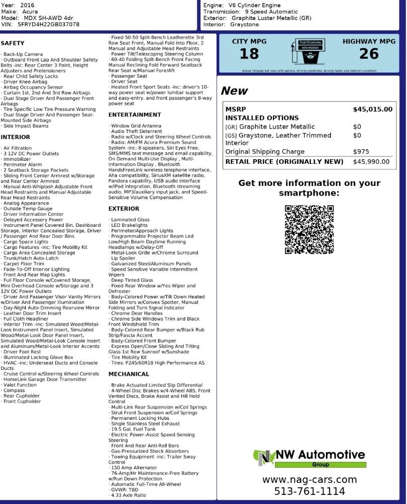 Acura MDX SH-AWD 4dr 2016