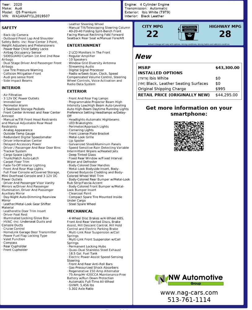 Audi Q5 Titanium Premium 45 TFSI quattro 2020