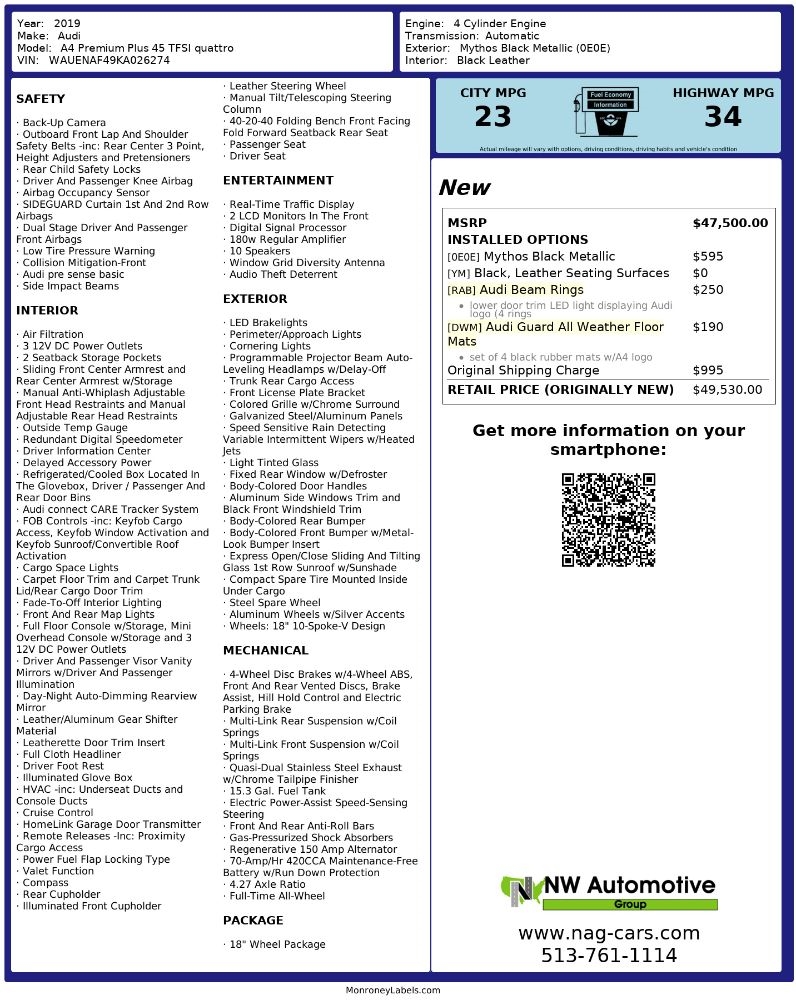 Audi A4 Premium Plus 45 TFSI quattro 2019